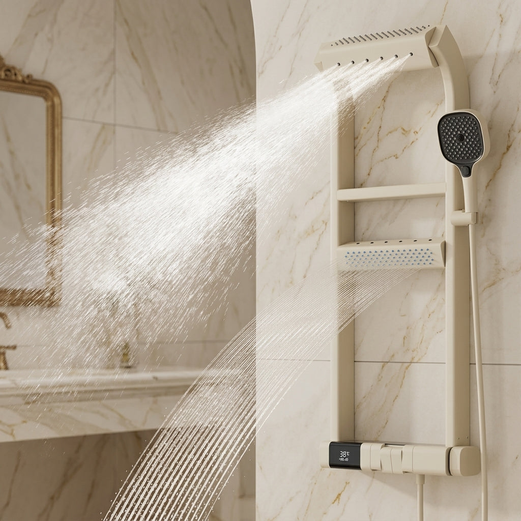 Modern LED Digital Display Thermostatic Piano Keys Shower Set