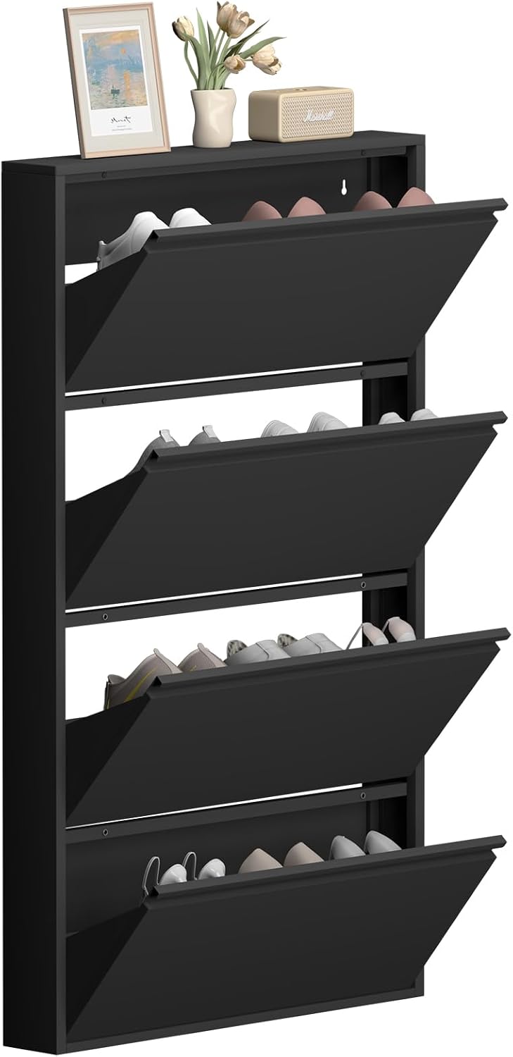 6 Inch Slim Wall Mounted Shoe Cabinet（No-Assembly）