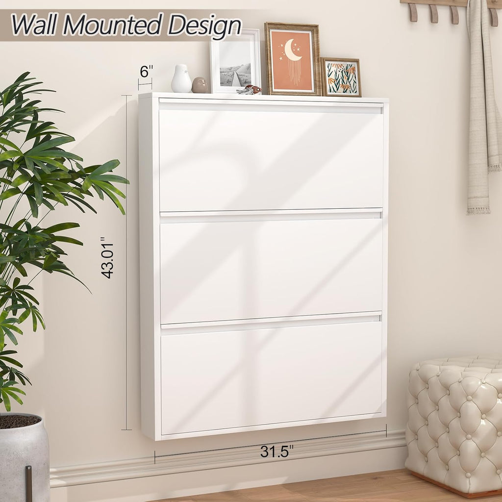 6 Inch Slim Wall Mounted Shoe Cabinet（No-Assembly）