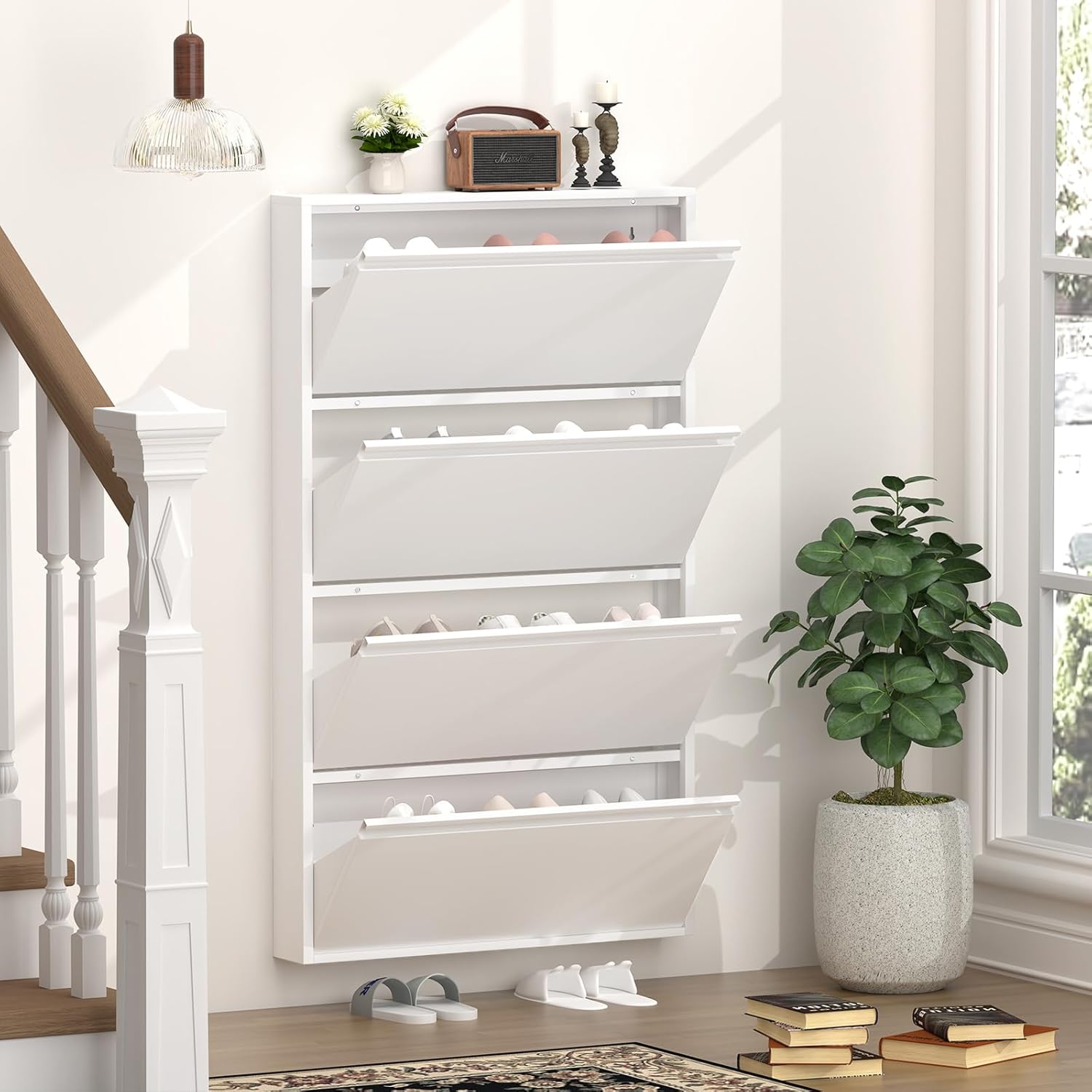 6 Inch Slim Wall Mounted Shoe Cabinet（No-Assembly）