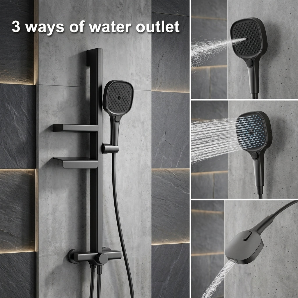 Modern LED Digital Display Thermostatic Piano Keys Shower Set